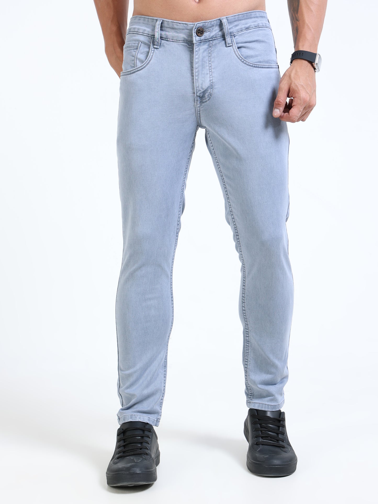 MARKSMITH Men's Slim Fit Stretchable Denim jeans Sky Blue