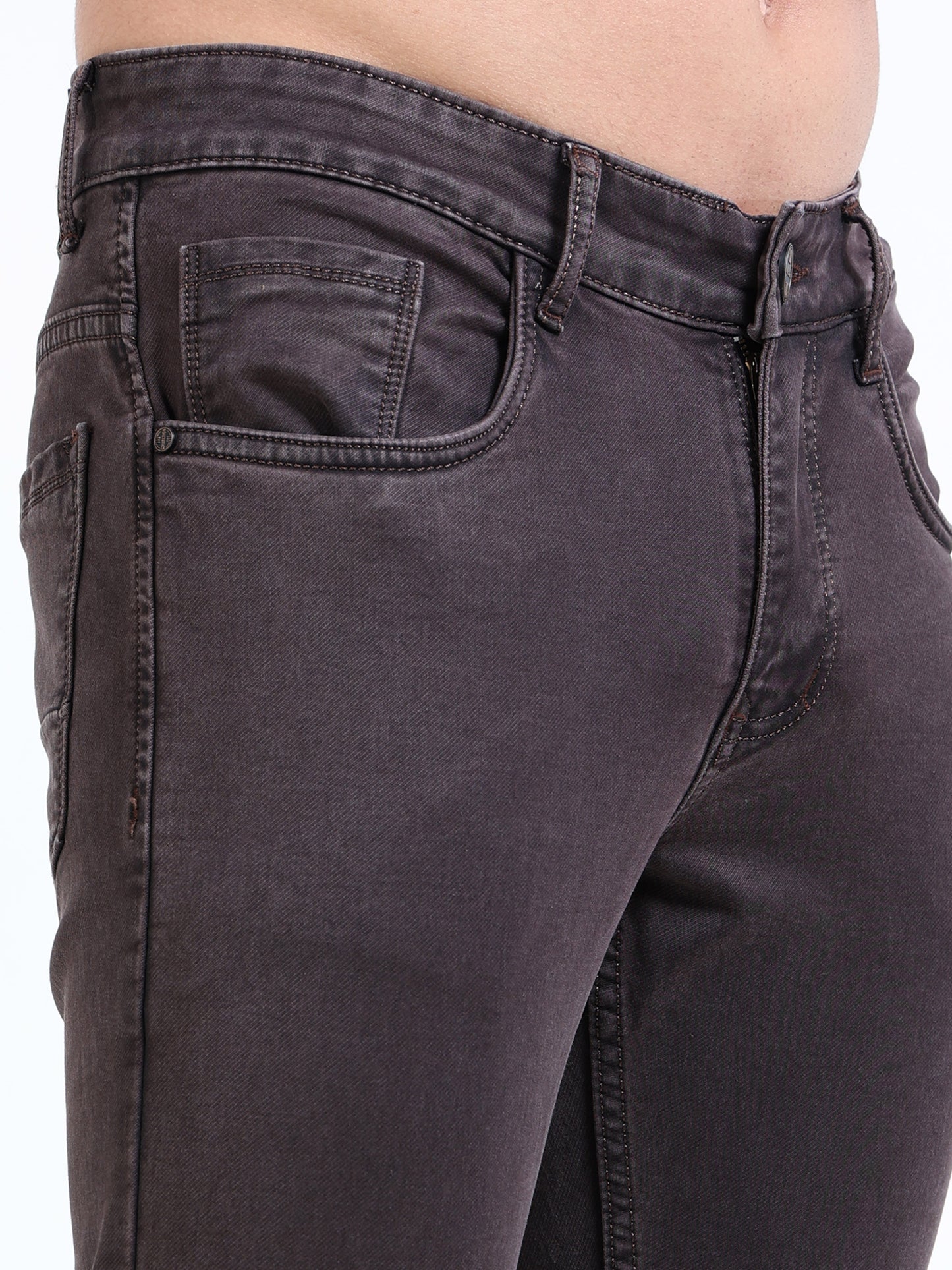 MARKSMITH Men's Slim Fit Stretchable Denim jeans Chocolate brownie
