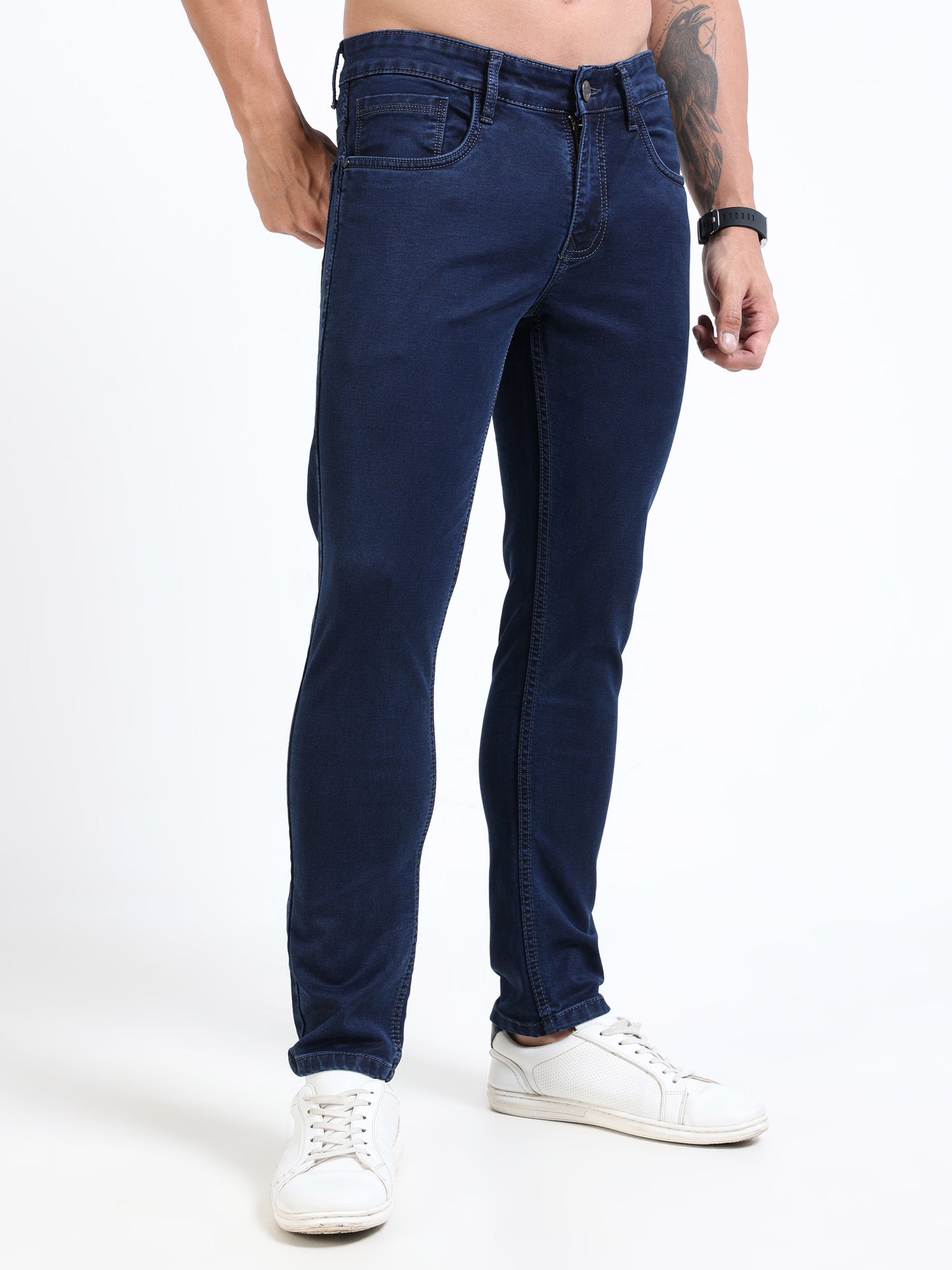 MARKSMITH Men's Slim Fit Stretchable Denim jeans Dark Blue