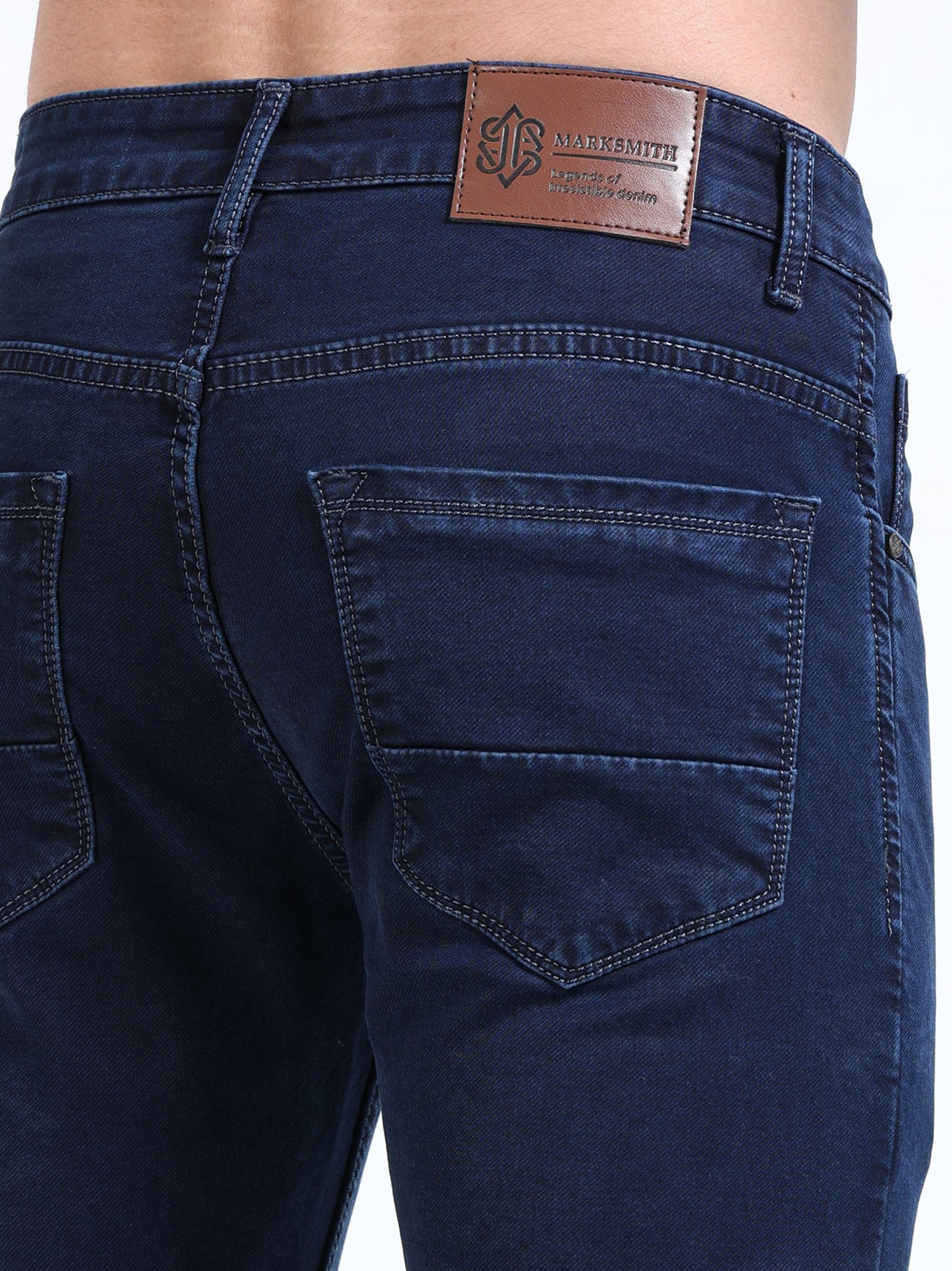 MARKSMITH Men's Slim Fit Stretchable Denim jeans Dark Blue