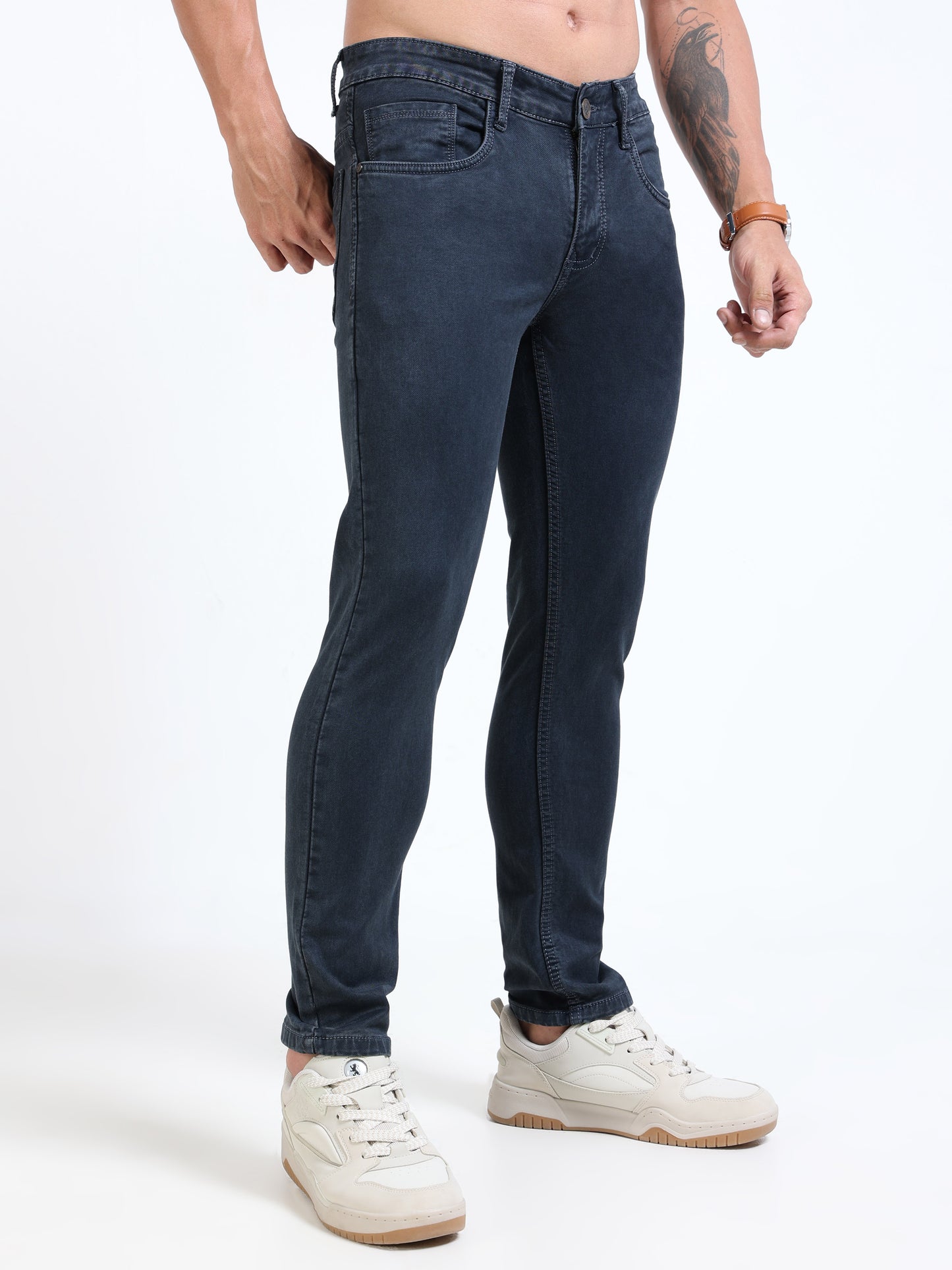MARKSMITH Men's Slim Fit Stretchable Denim jeans Charcoal Gray