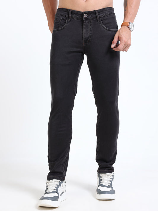 MARKSMITH Men's Slim Fit Stretchable Denim jeans Raisin Black