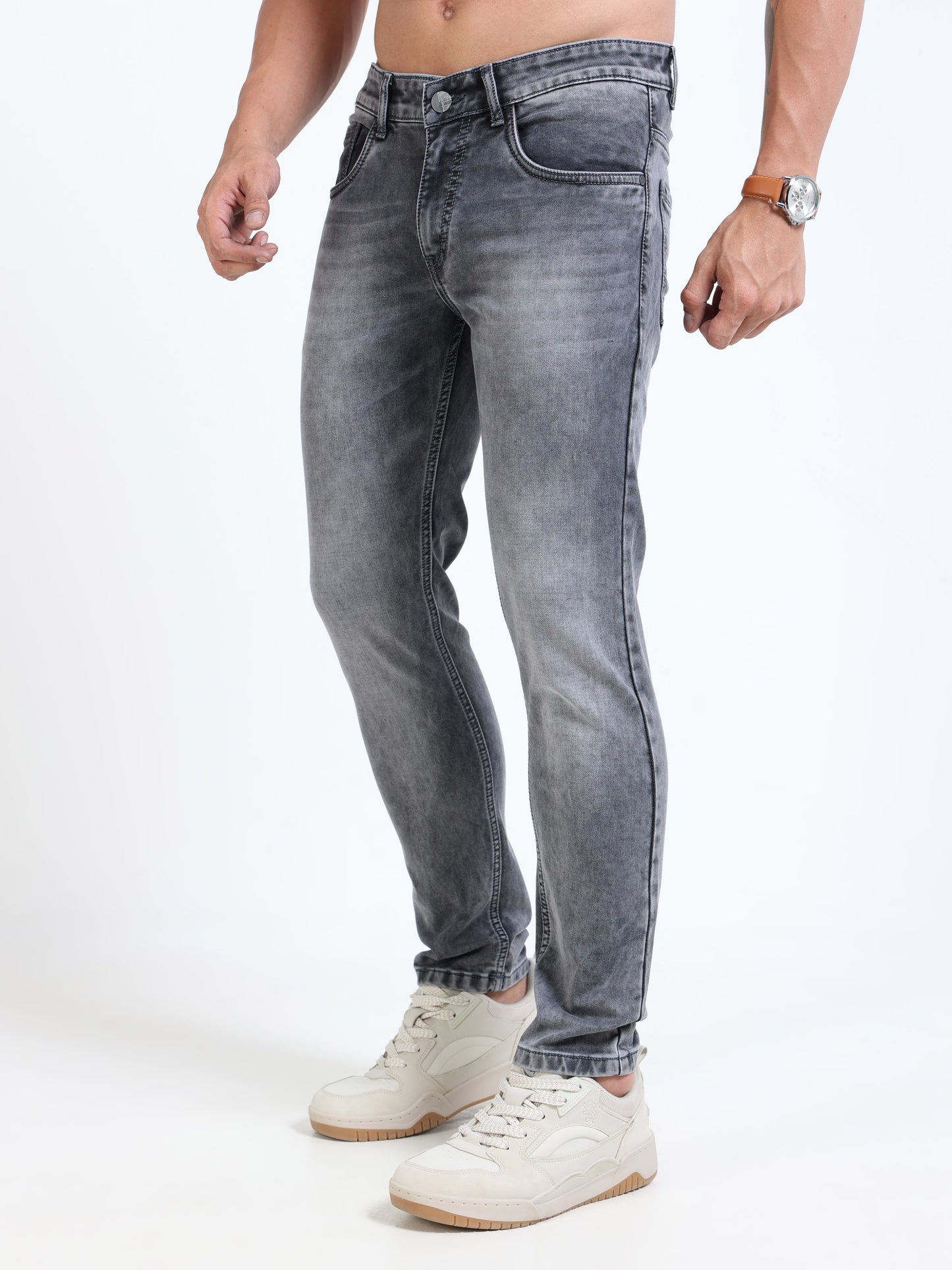 MARKSMITH Men's Slim Fit Stretchable Denim jeans Elephant Gray