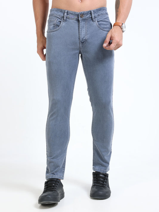 MARKSMITH Men's Slim Fit Stretchable Denim jeans Light Grayish Blue