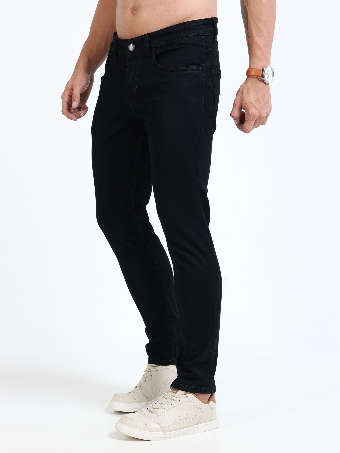 MARKSMITH Men's Slim Fit Stretchable Denim jeans Z Black