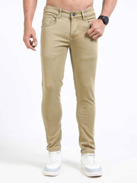 MARKSMITH Men's Slim Fit Stretchable Denim jeans Khaki