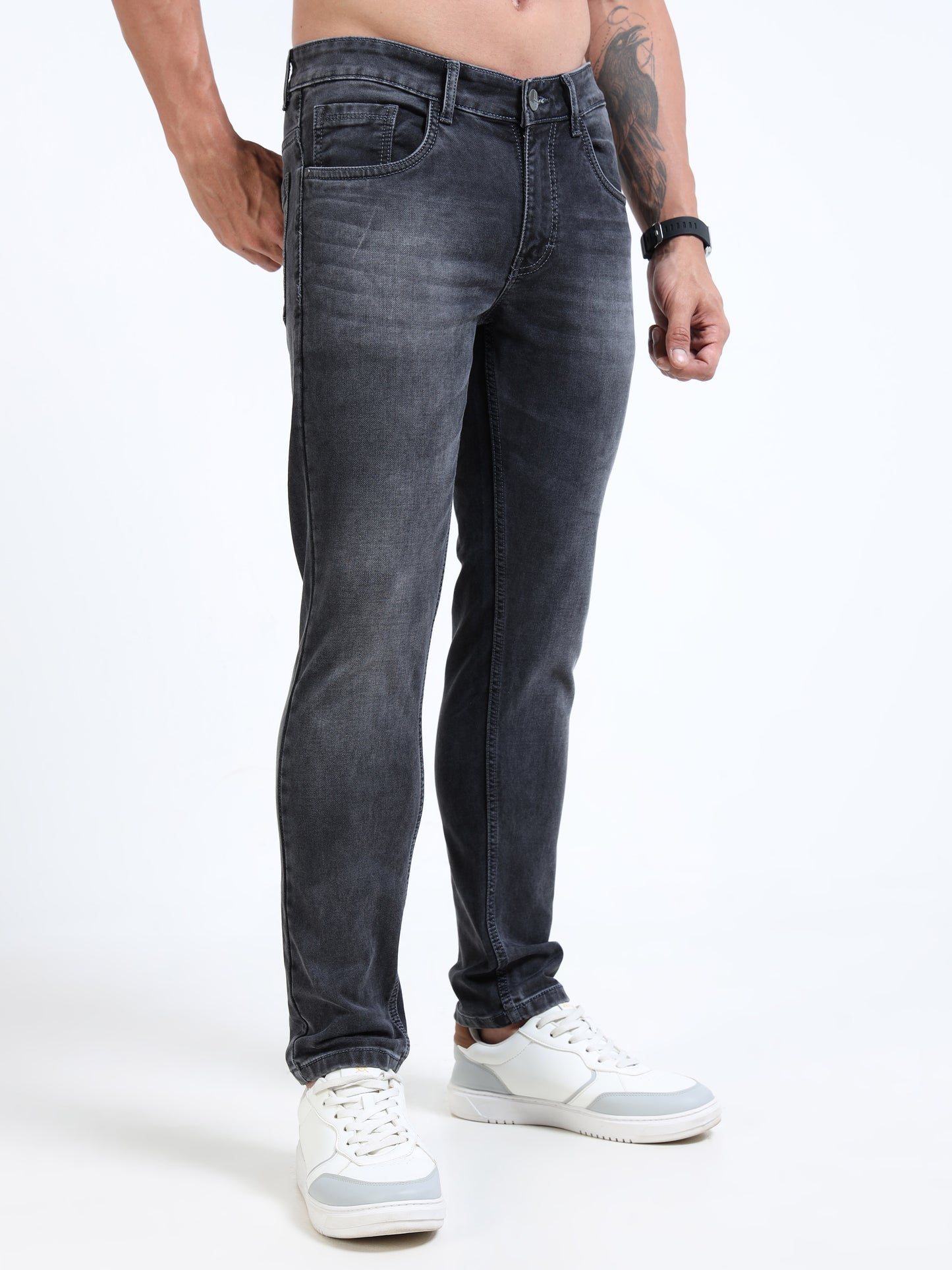 MARKSMITH Men's Slim Fit Stretchable Denim jeans Dark Gray