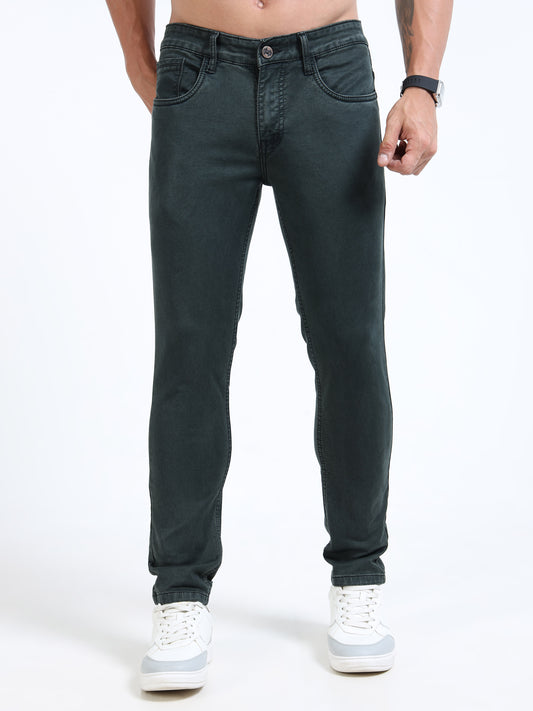 MARKSMITH Men's Slim Fit Stretchable Denim jeans Forest Green