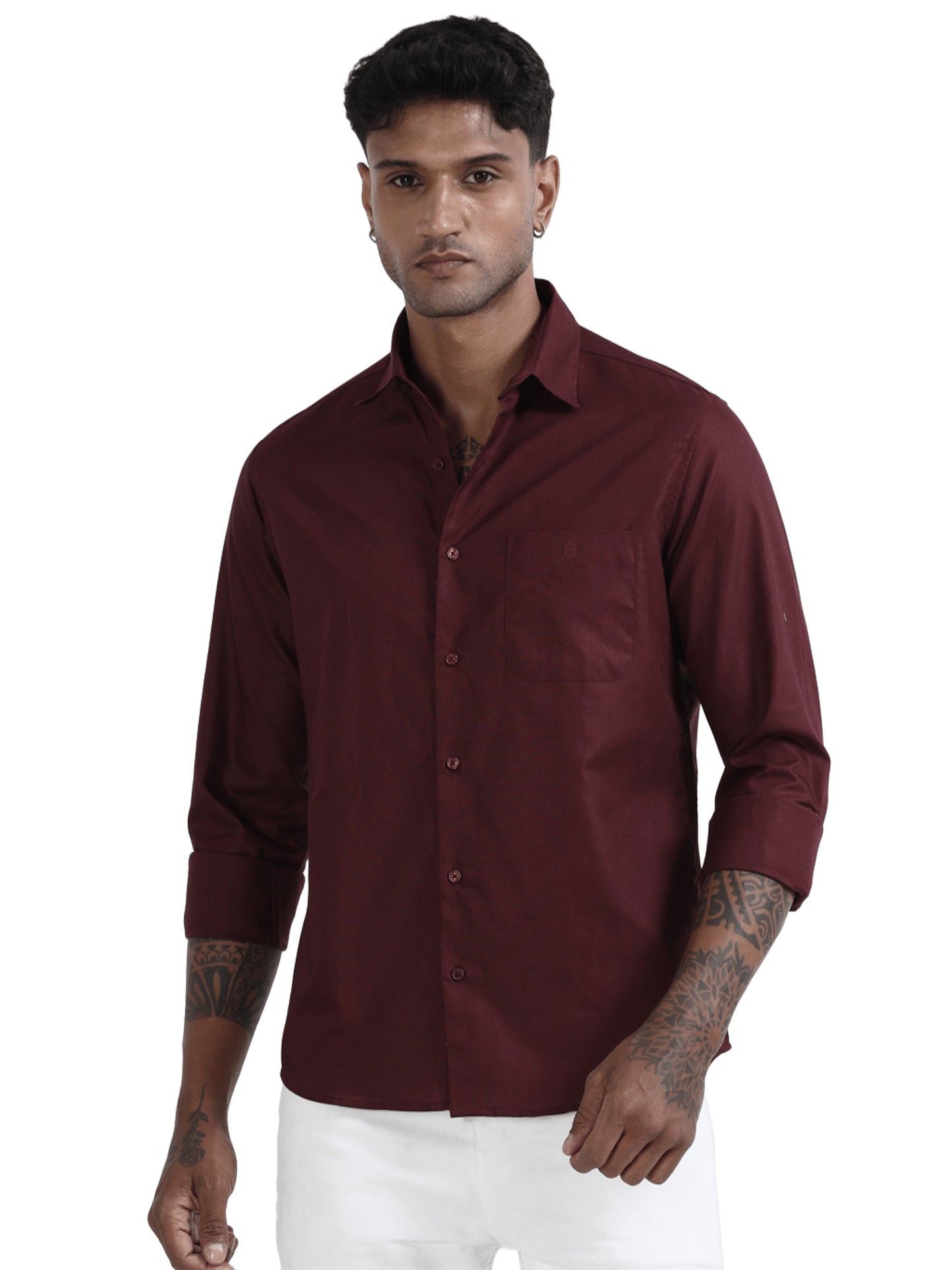 Marksmith Casual Oxford Shrits For Men, Maroon