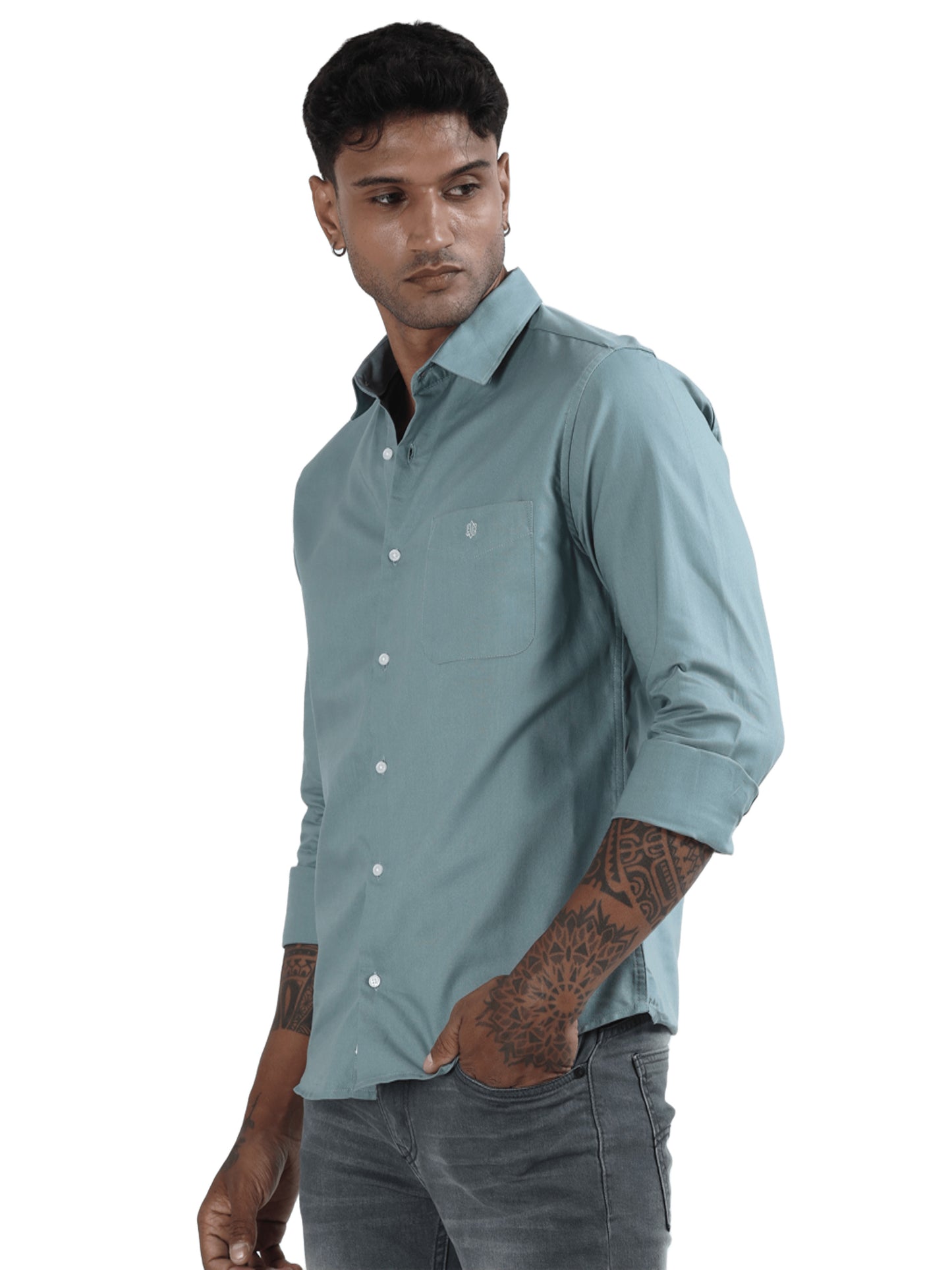 Marksmith Casual Oxford Shrits For Men, Emerald Mist