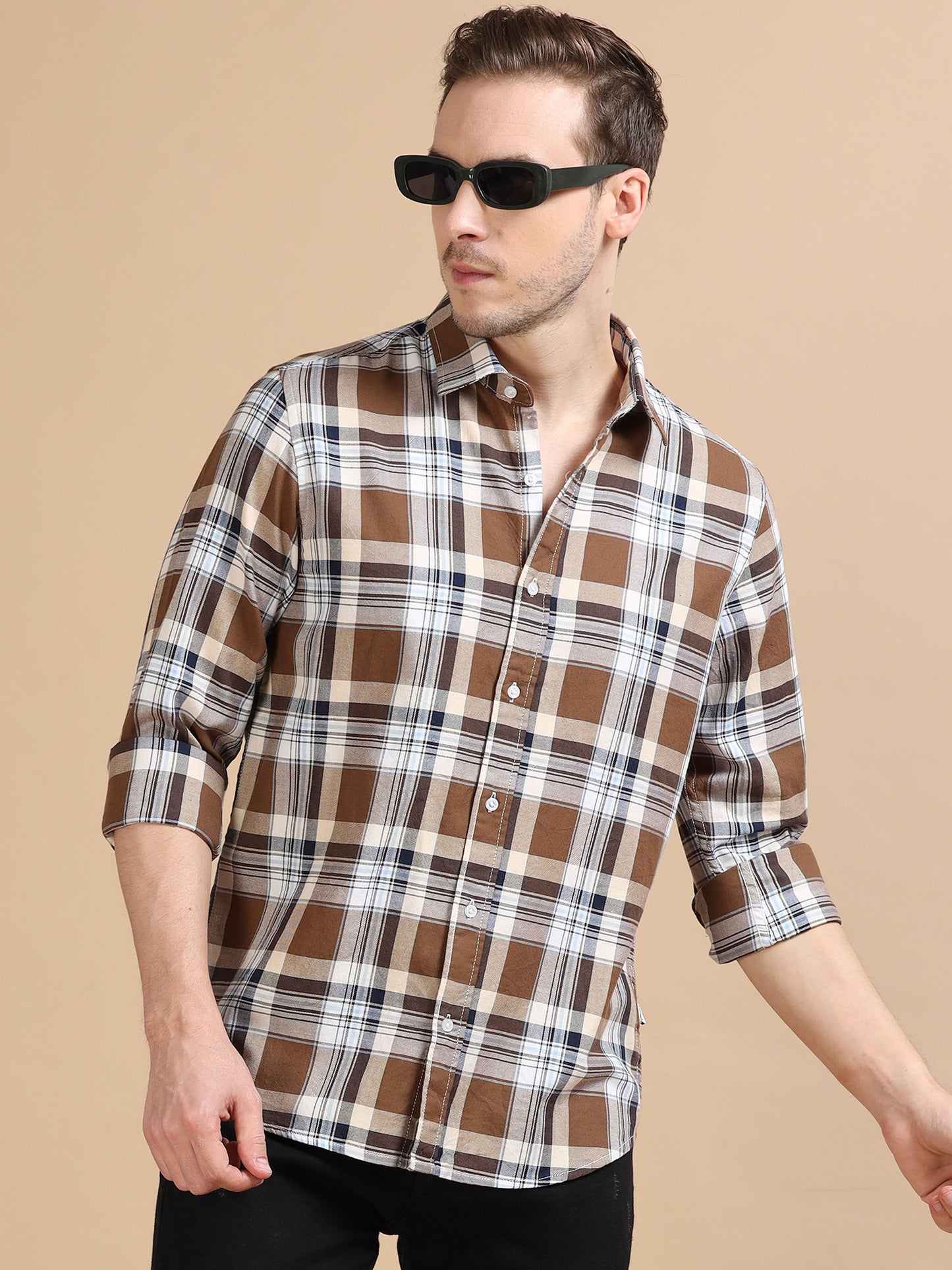 Marksmith Men's Oxford Checkered Slim fit Shirt