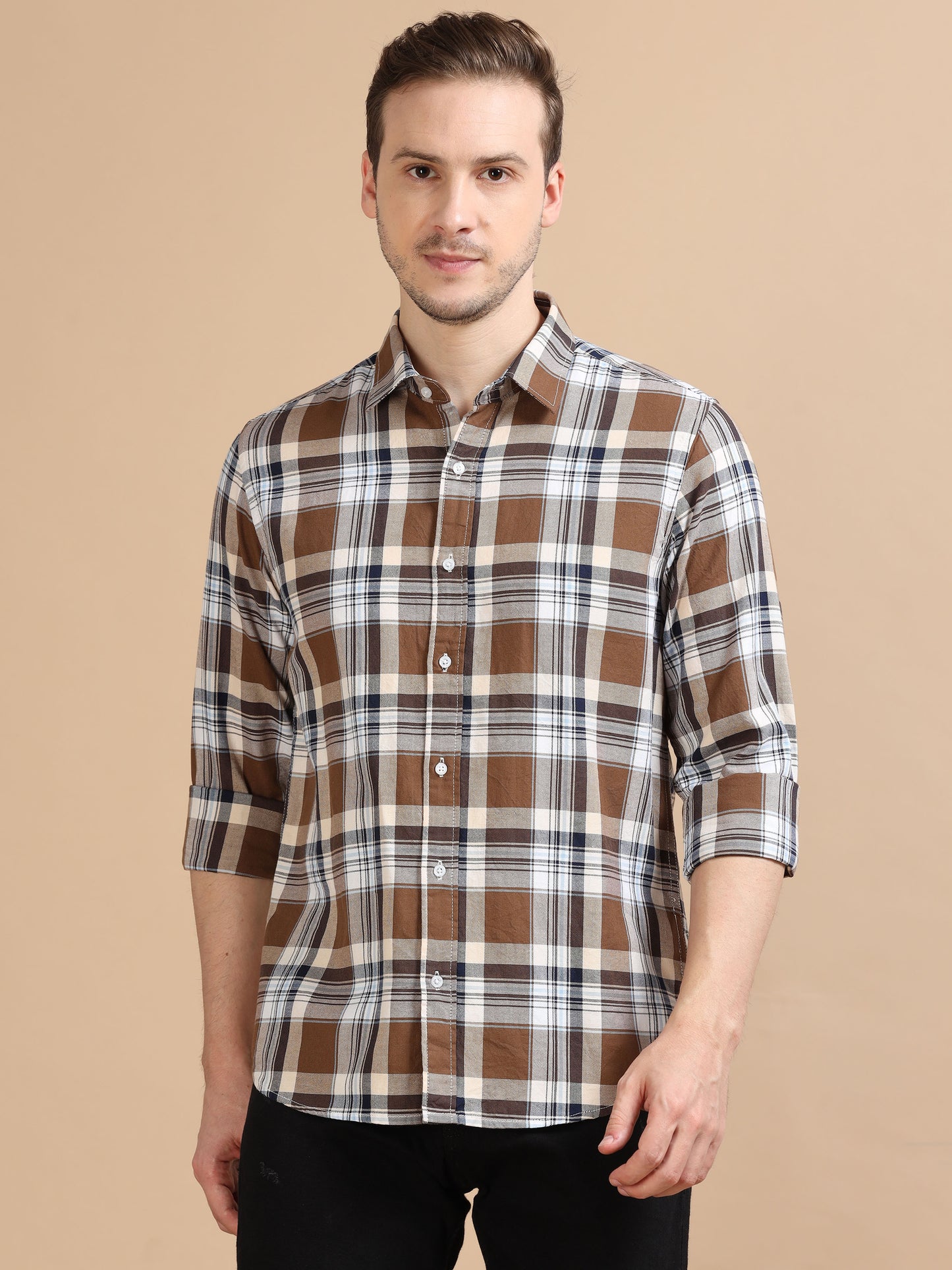 Marksmith Men's Oxford Checkered Slim fit Shirt