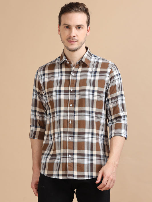 Marksmith Men's Oxford Checkered Slim fit Shirt