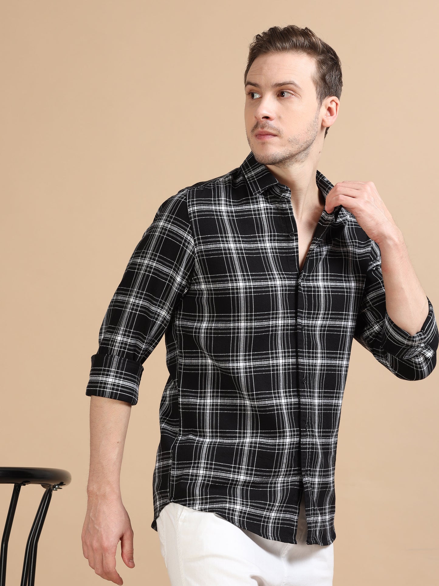 Marksmith Men's Oxford Checkered Slim fit Shirt