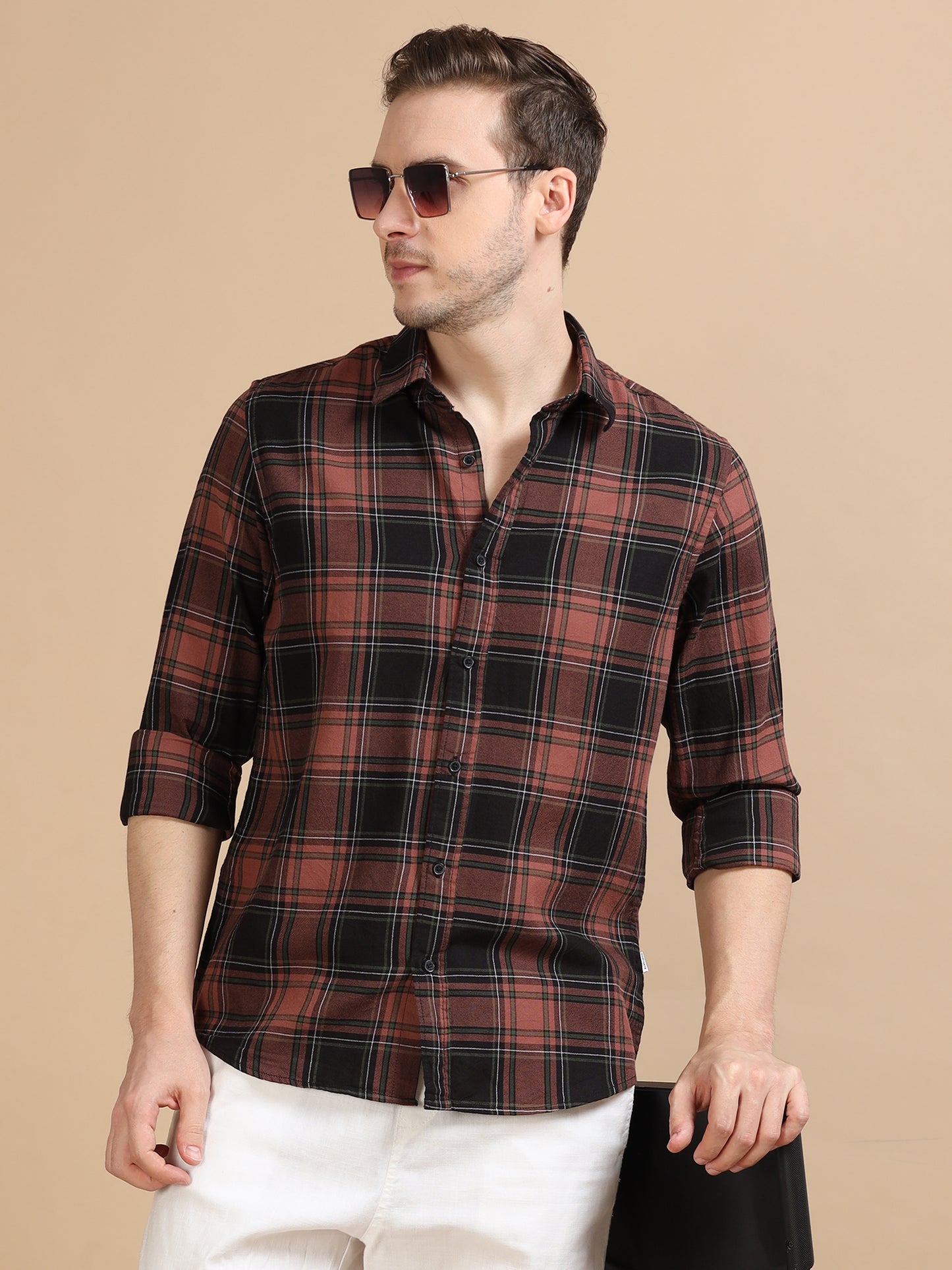 Marksmith Men's Oxford Checkered Slim fit Shirt