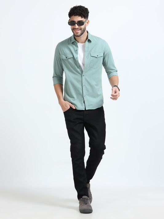 Mark Smith Men'sĀ Casual Double pocket flap style Light Green