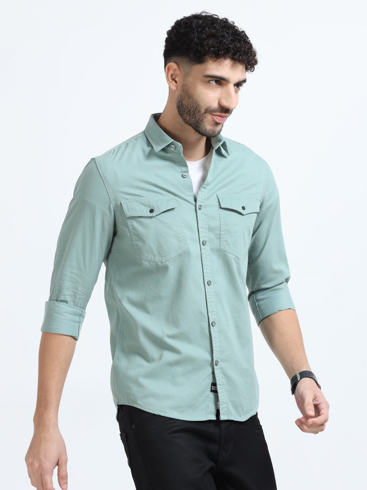 Mark Smith Men's Casual Double pocket flap style Light Green