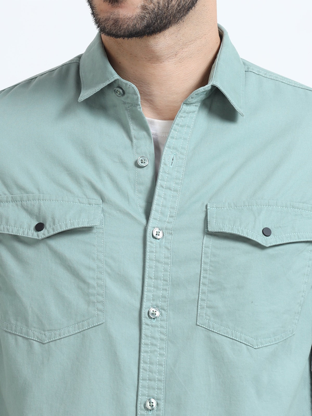 Mark Smith Men's Casual Double pocket flap style Light Green