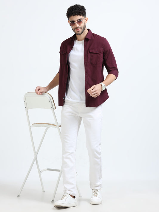 Mark Smith Men'sĀ Casual Double pocket flap style Maroon