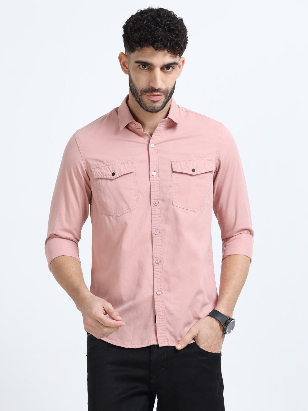 Mark Smith Men's Casual Double pocket flap style Pink