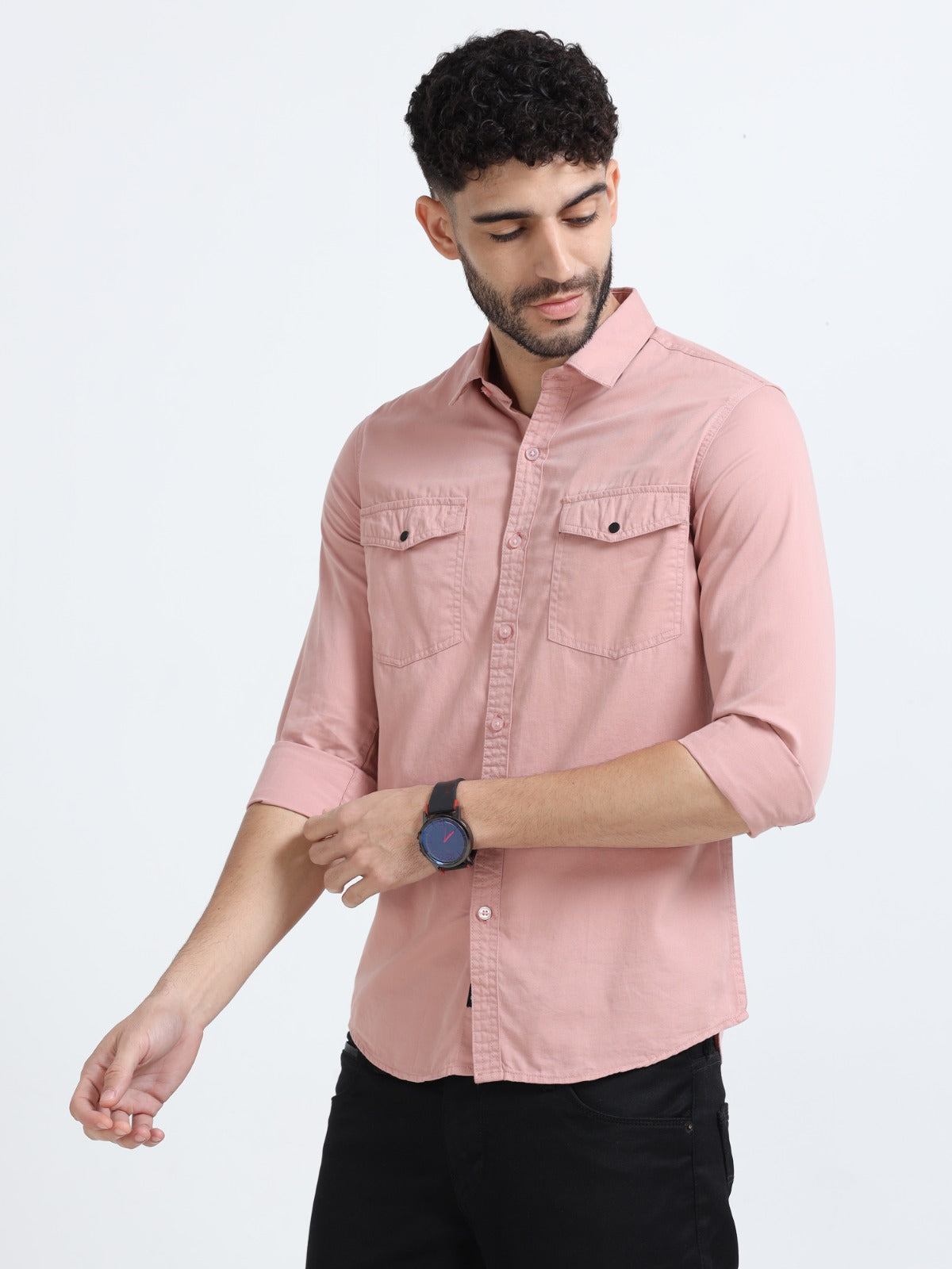 Mark Smith Men's Casual Double pocket flap style Pink