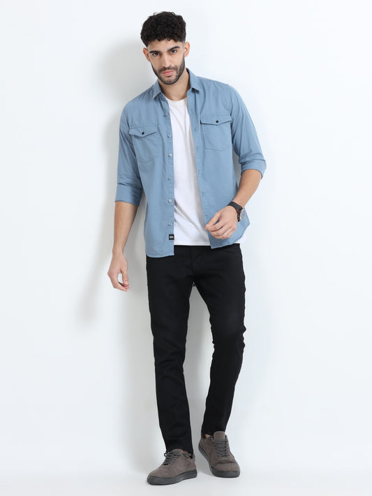 Mark Smith Men'sĀ Casual Double pocket flap style sky blue