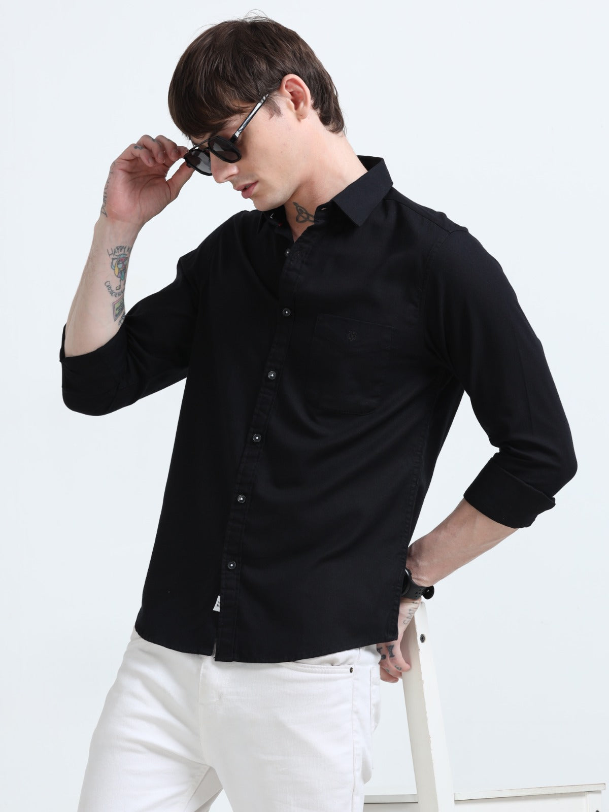 Marksmith Casual Oxford Shrits For Men, Black