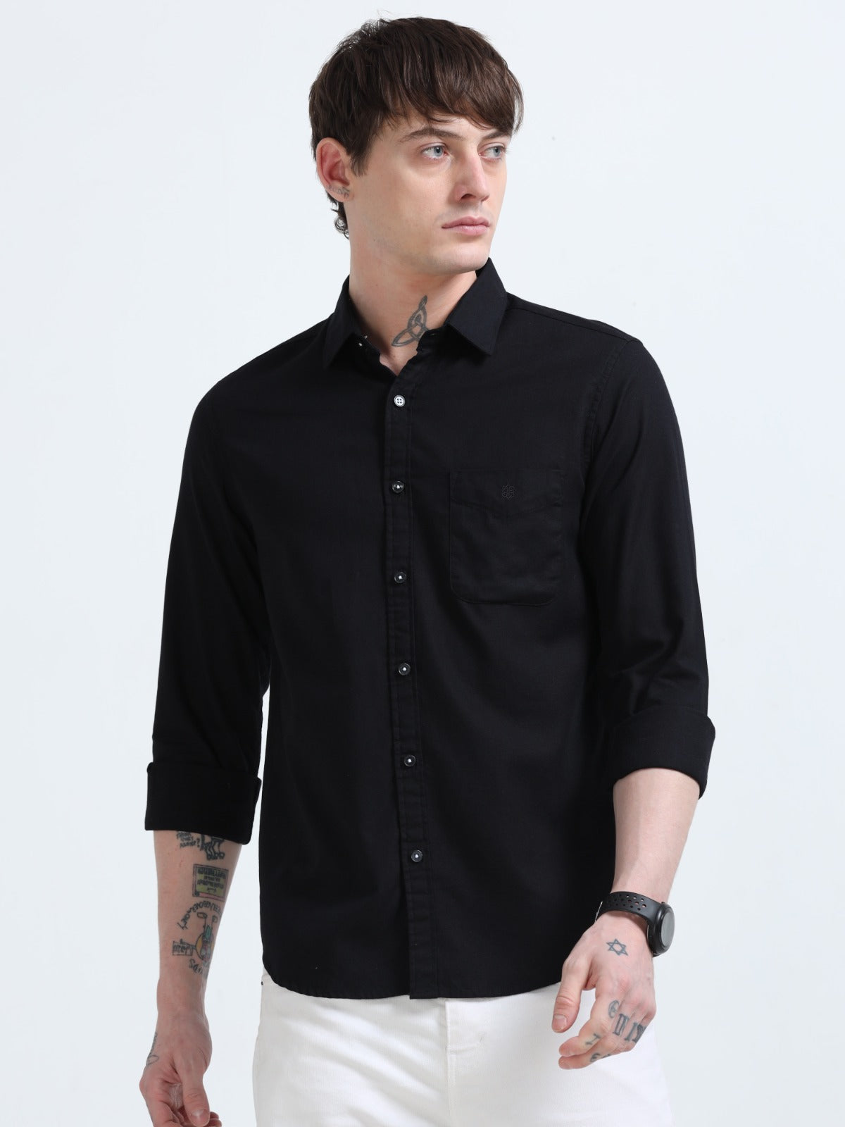 Marksmith Casual Oxford Shrits For Men, Black