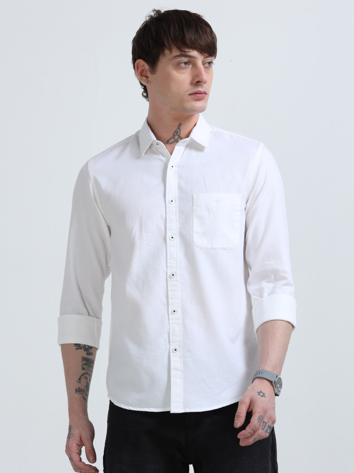 Marksmith Casual Oxford Shrits For Men, White