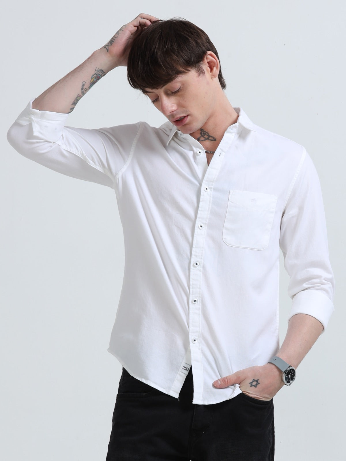 Marksmith Casual Oxford Shrits For Men, White