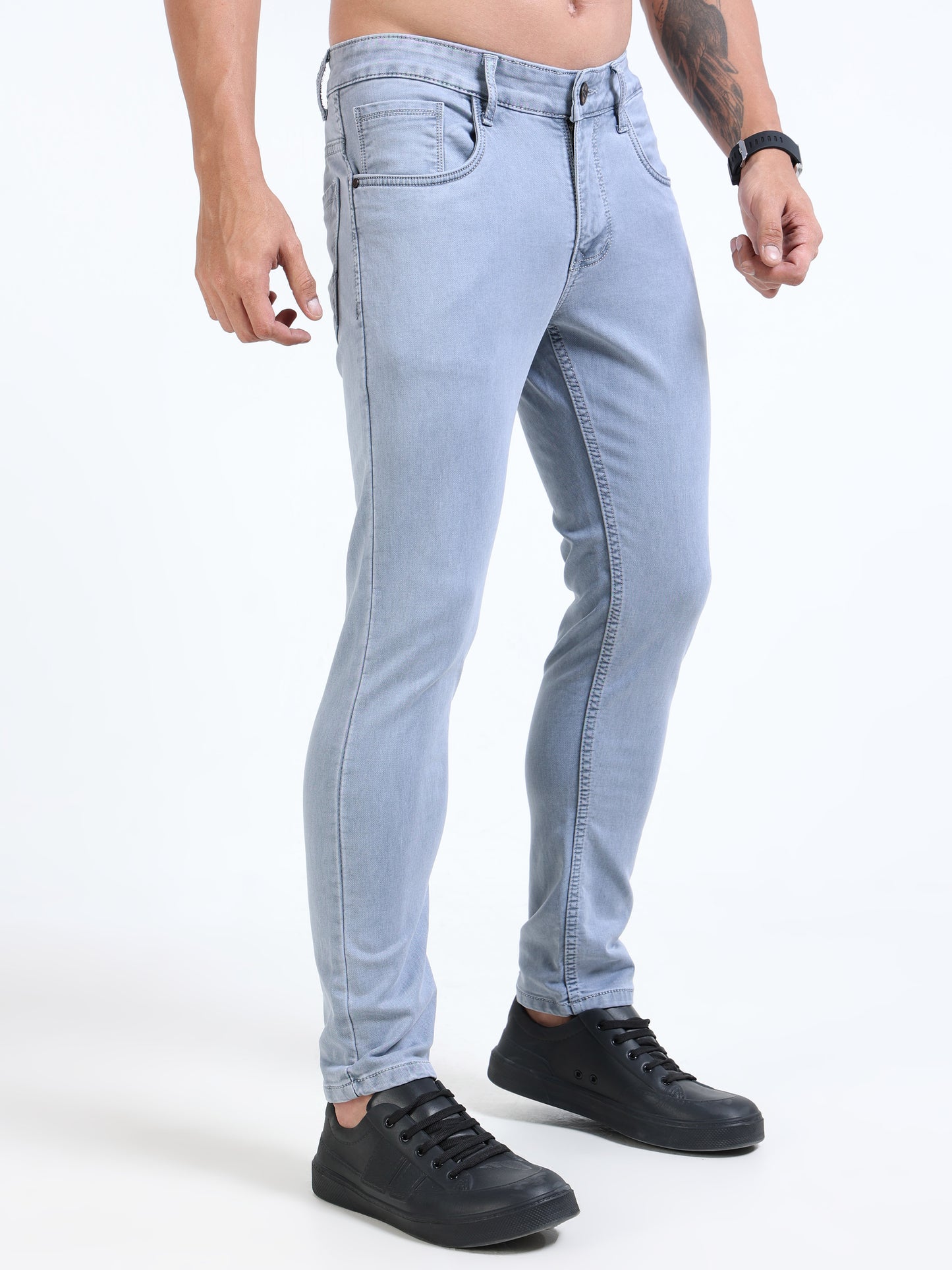 MARKSMITH Men's Slim Fit Stretchable Denim jeans Sky Blue