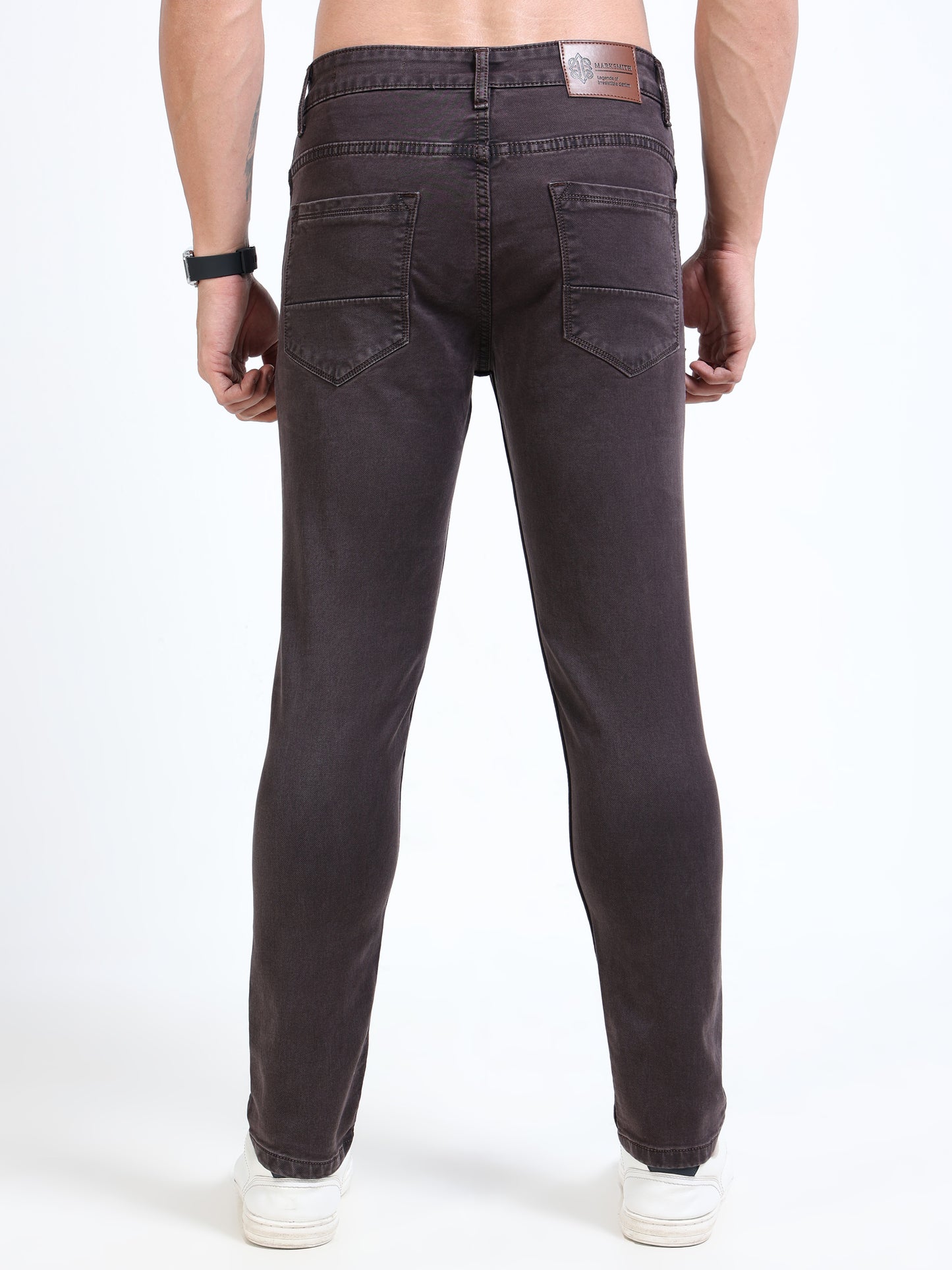 MARKSMITH Men's Slim Fit Stretchable Denim jeans Chocolate brownie