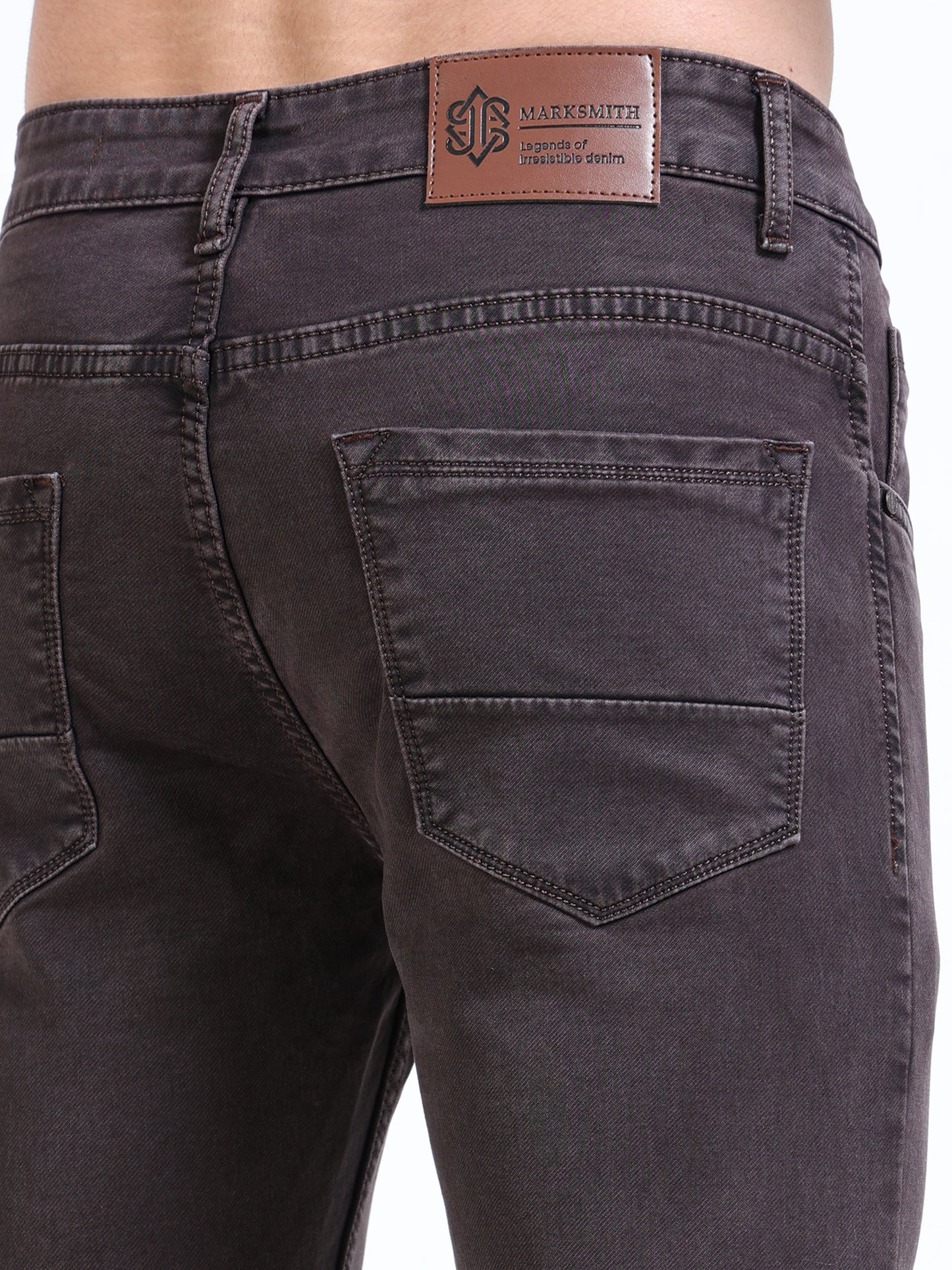 MARKSMITH Men's Slim Fit Stretchable Denim jeans Chocolate brownie