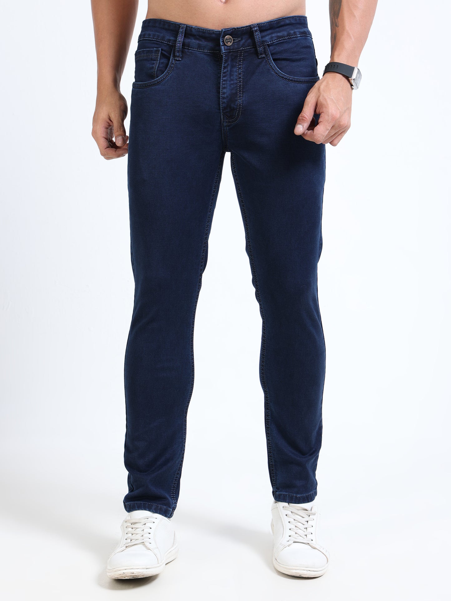 MARKSMITH Men's Slim Fit Stretchable Denim jeans Dark Blue