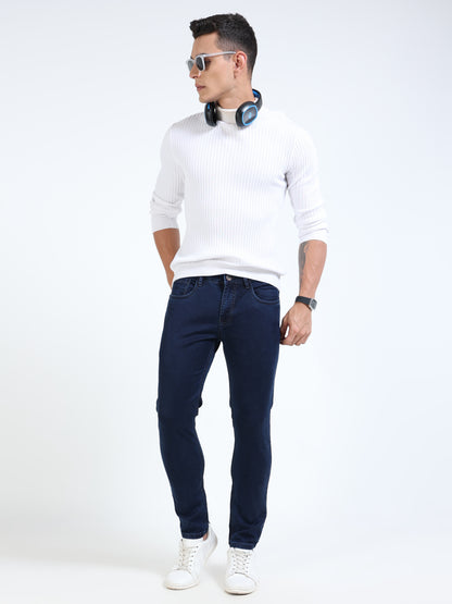 MARKSMITH Men's Slim Fit Stretchable Denim jeans Dark Blue