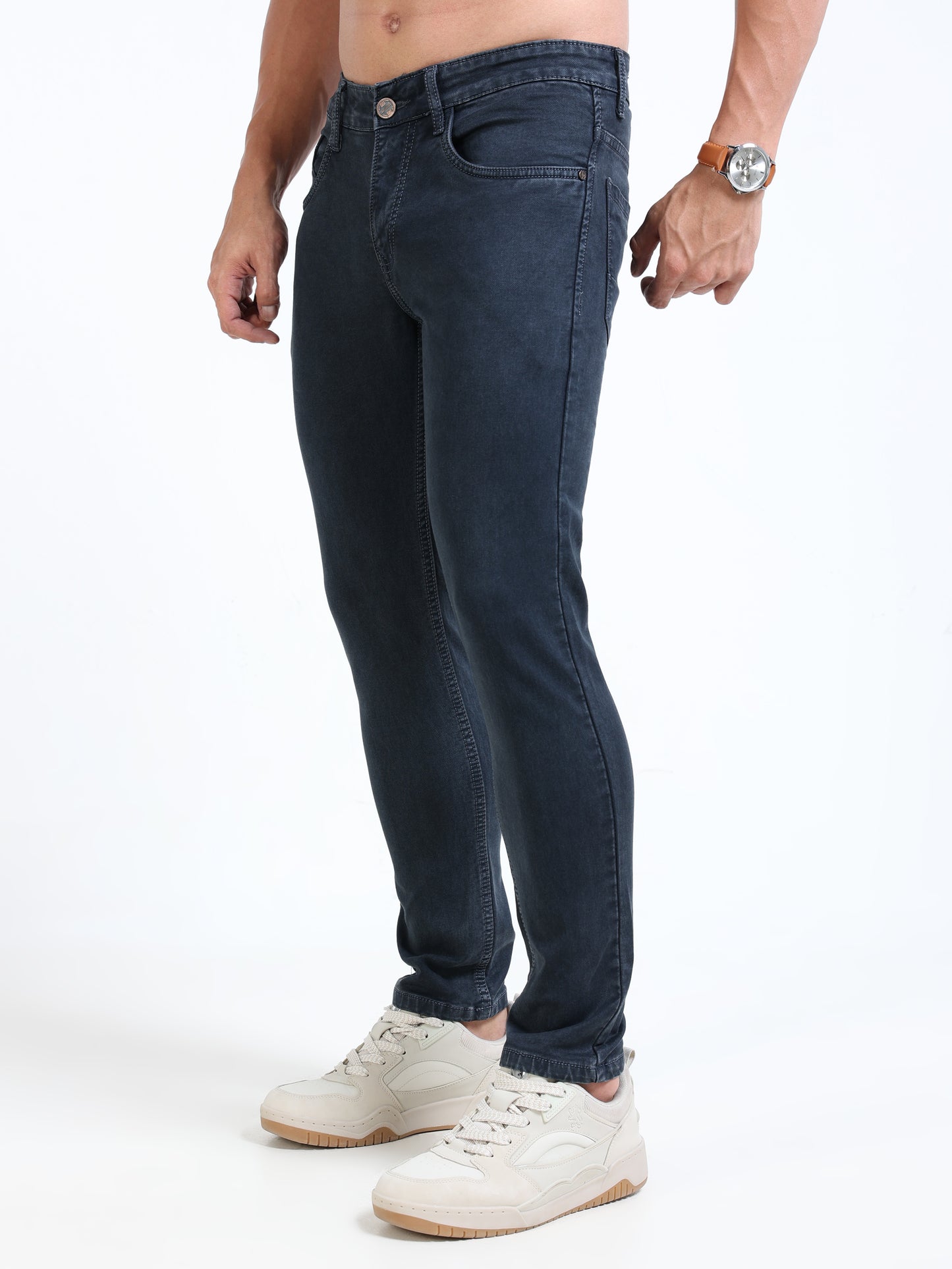 MARKSMITH Men's Slim Fit Stretchable Denim jeans Charcoal Gray