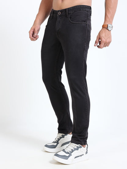 MARKSMITH Men's Slim Fit Stretchable Denim jeans Raisin Black