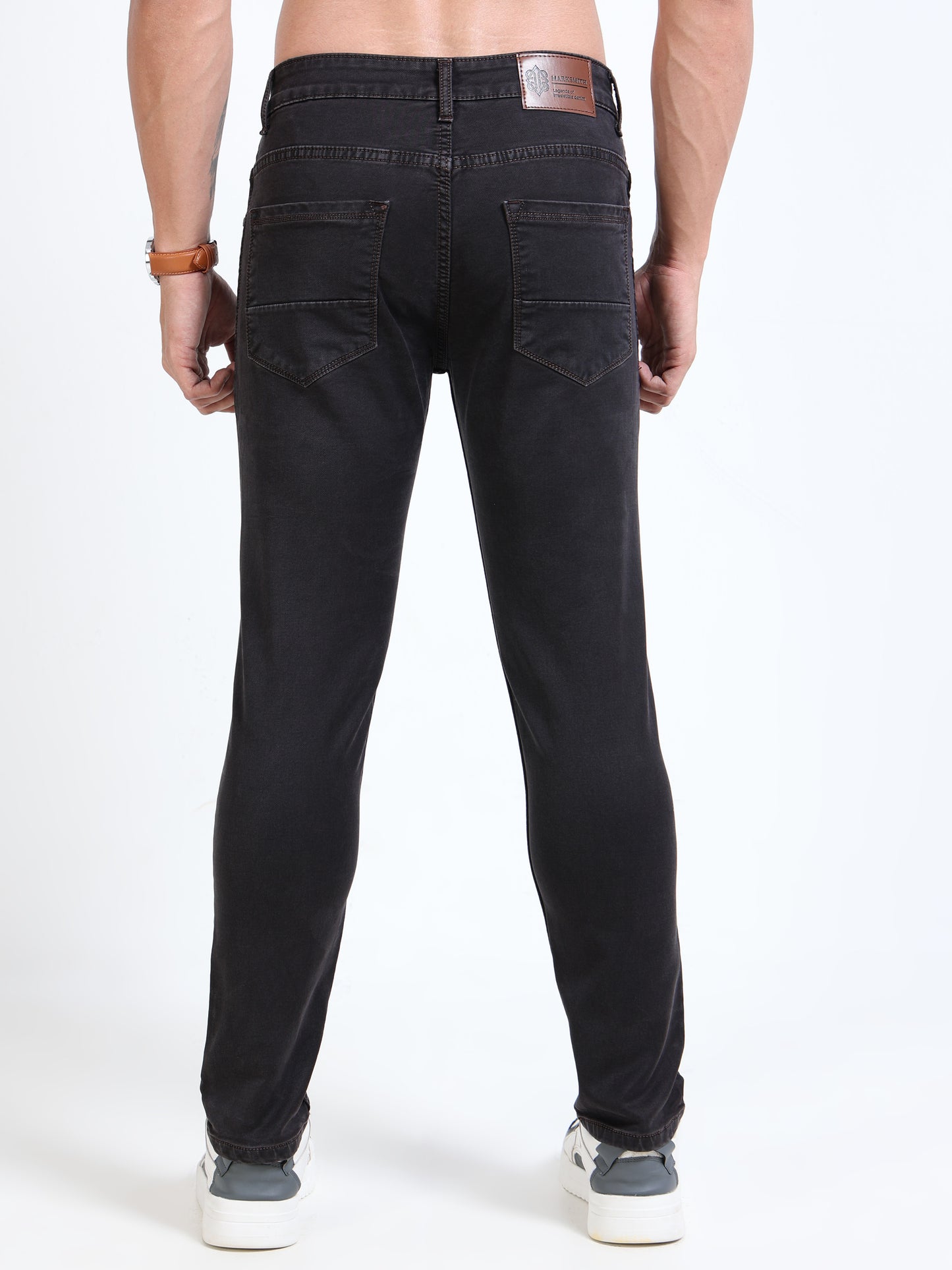 MARKSMITH Men's Slim Fit Stretchable Denim jeans Raisin Black