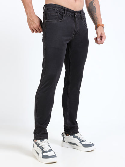 MARKSMITH Men's Slim Fit Stretchable Denim jeans Raisin Black