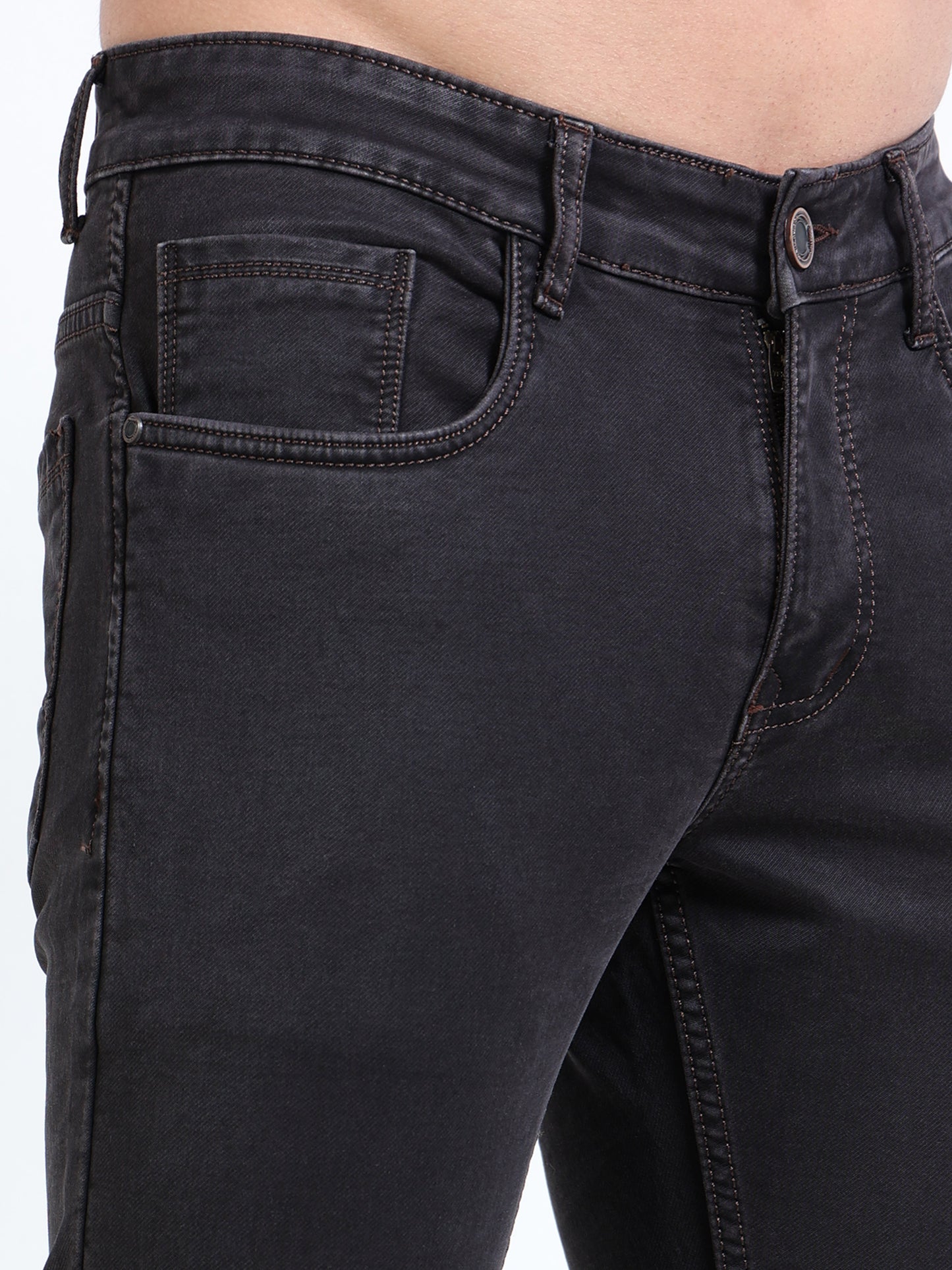 MARKSMITH Men's Slim Fit Stretchable Denim jeans Raisin Black