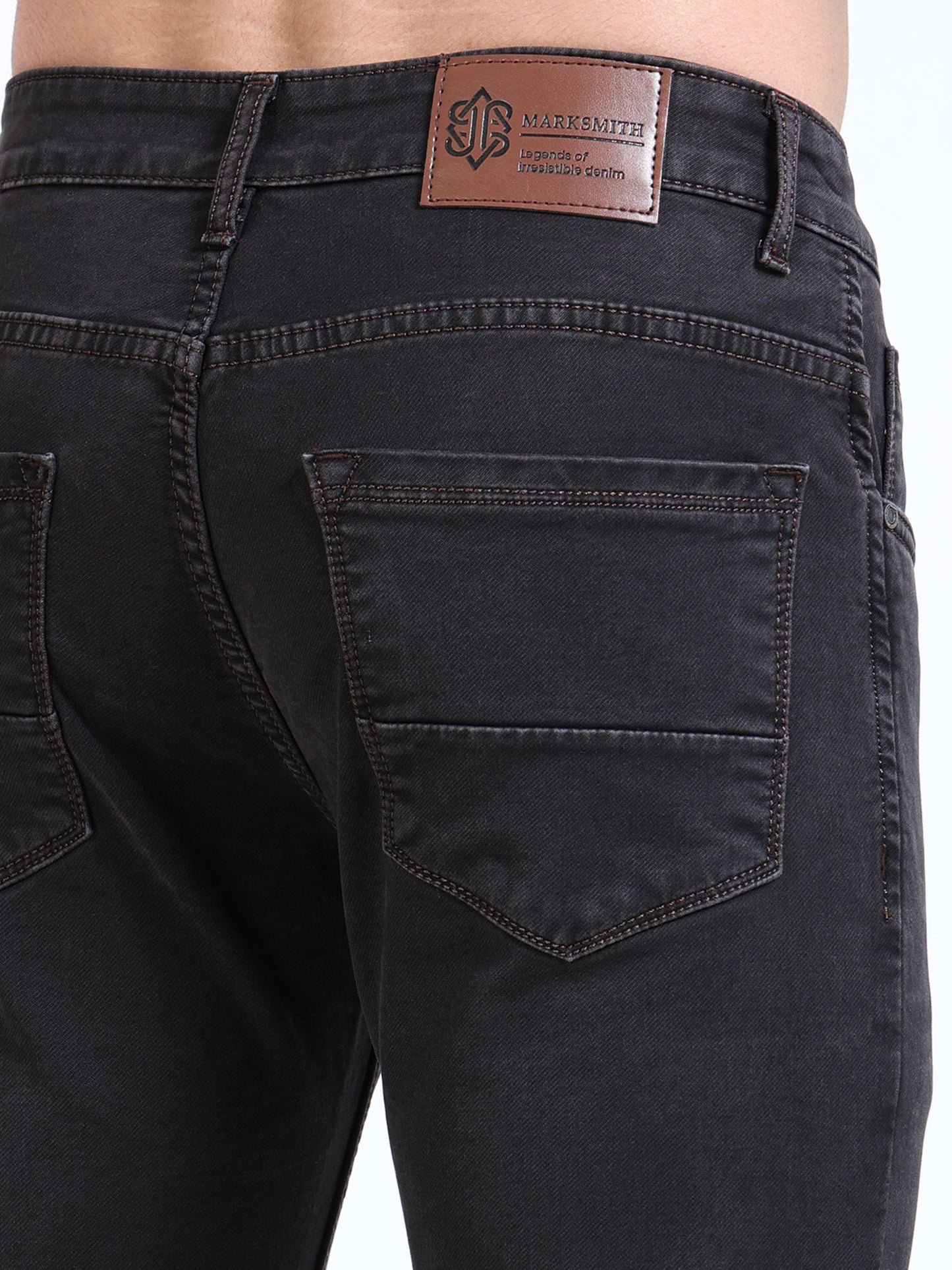 MARKSMITH Men's Slim Fit Stretchable Denim jeans Raisin Black