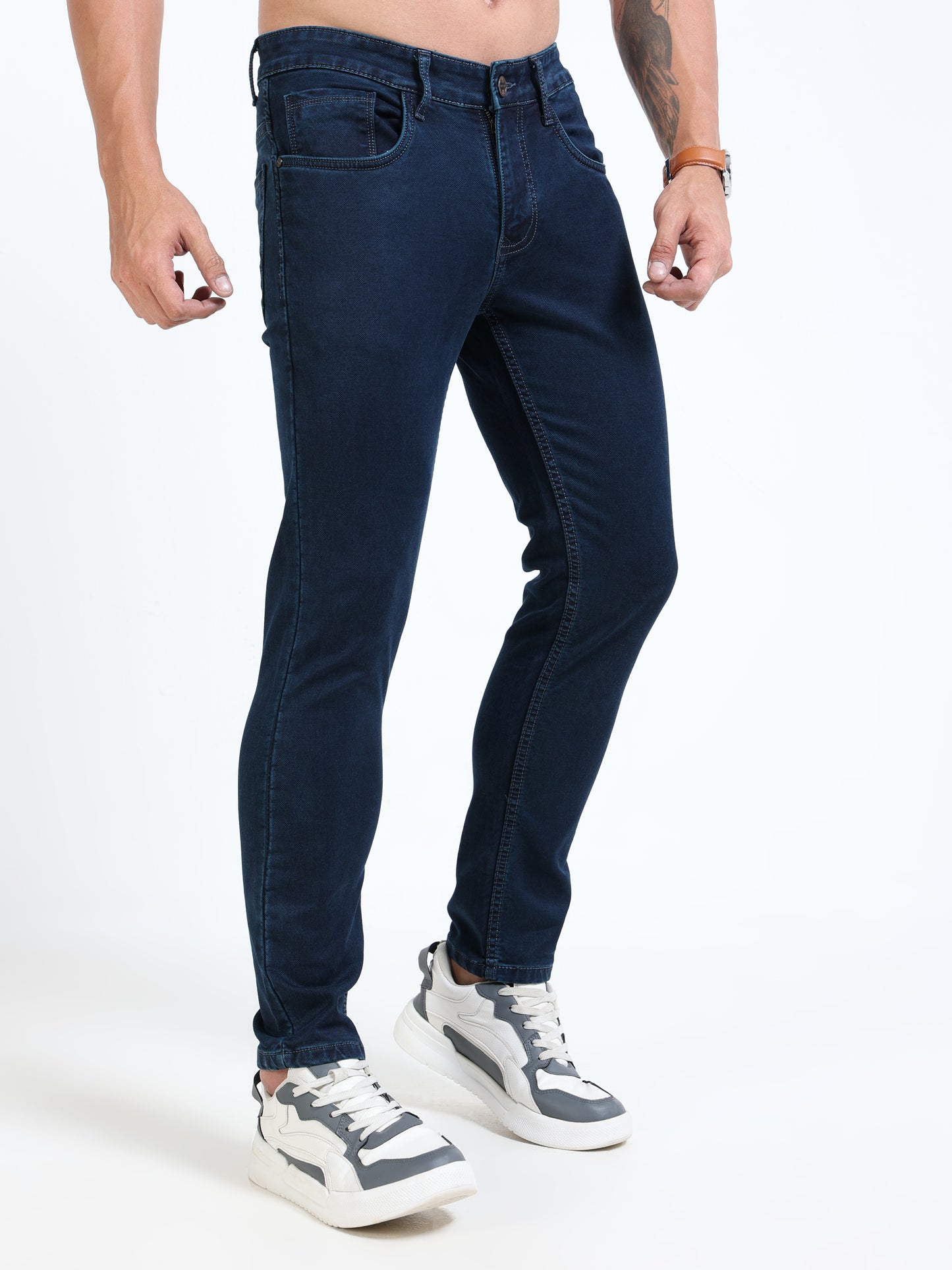 MARKSMITH Men's Slim Fit Stretchable Denim jeans Dark Navy