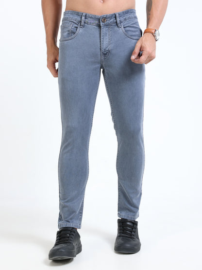 MARKSMITH Men's Slim Fit Stretchable Denim jeans Light Grayish Blue