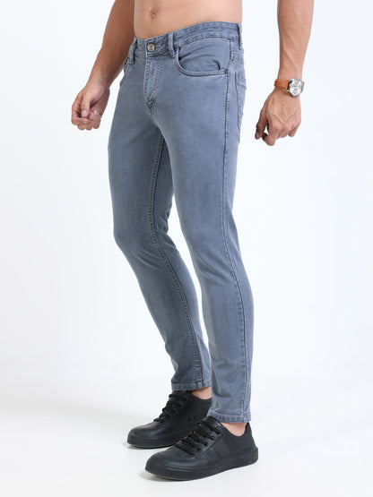 MARKSMITH Men's Slim Fit Stretchable Denim jeans Light Grayish Blue