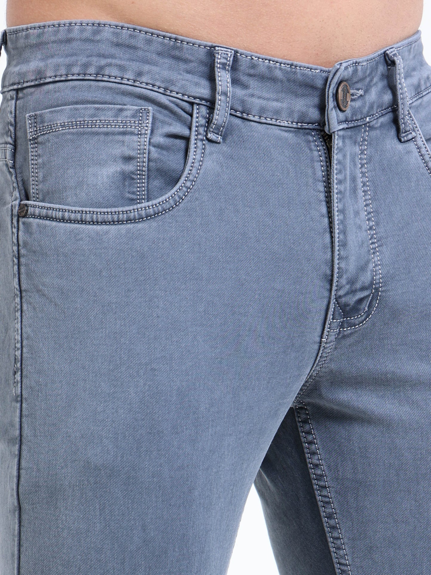 MARKSMITH Men's Slim Fit Stretchable Denim jeans Light Grayish Blue