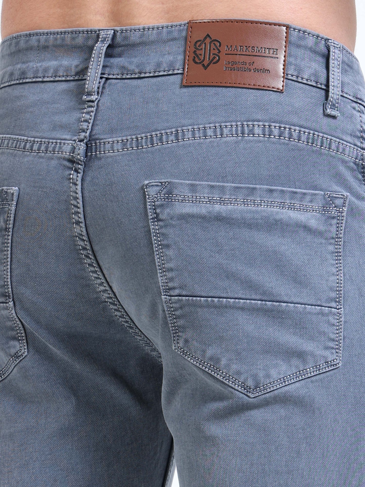 MARKSMITH Men's Slim Fit Stretchable Denim jeans Light Grayish Blue