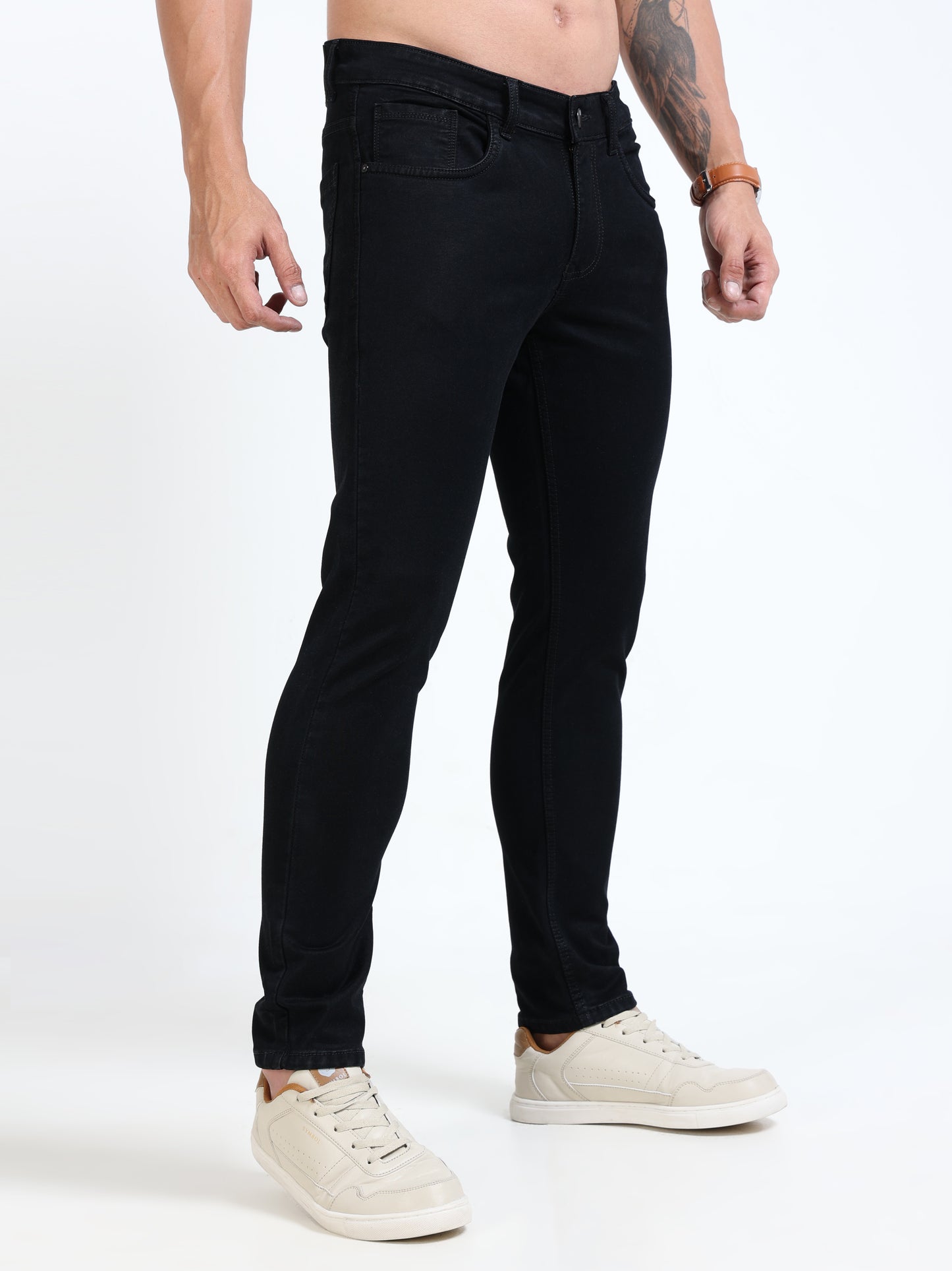 MARKSMITH Men's Slim Fit Stretchable Denim jeans Z Black