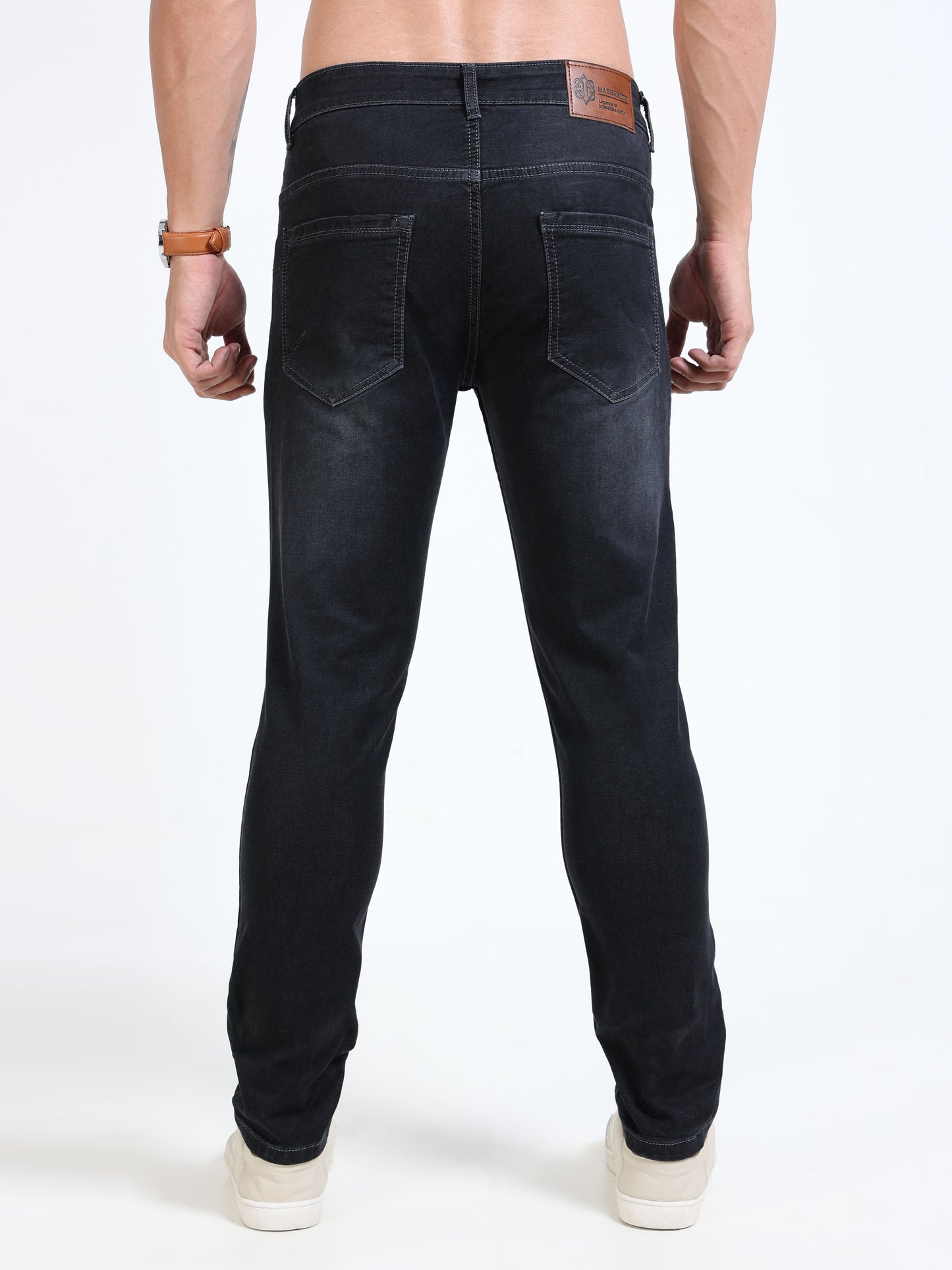 MARKSMITH Men's Slim Fit Stretchable Denim jeans Charcoal Black