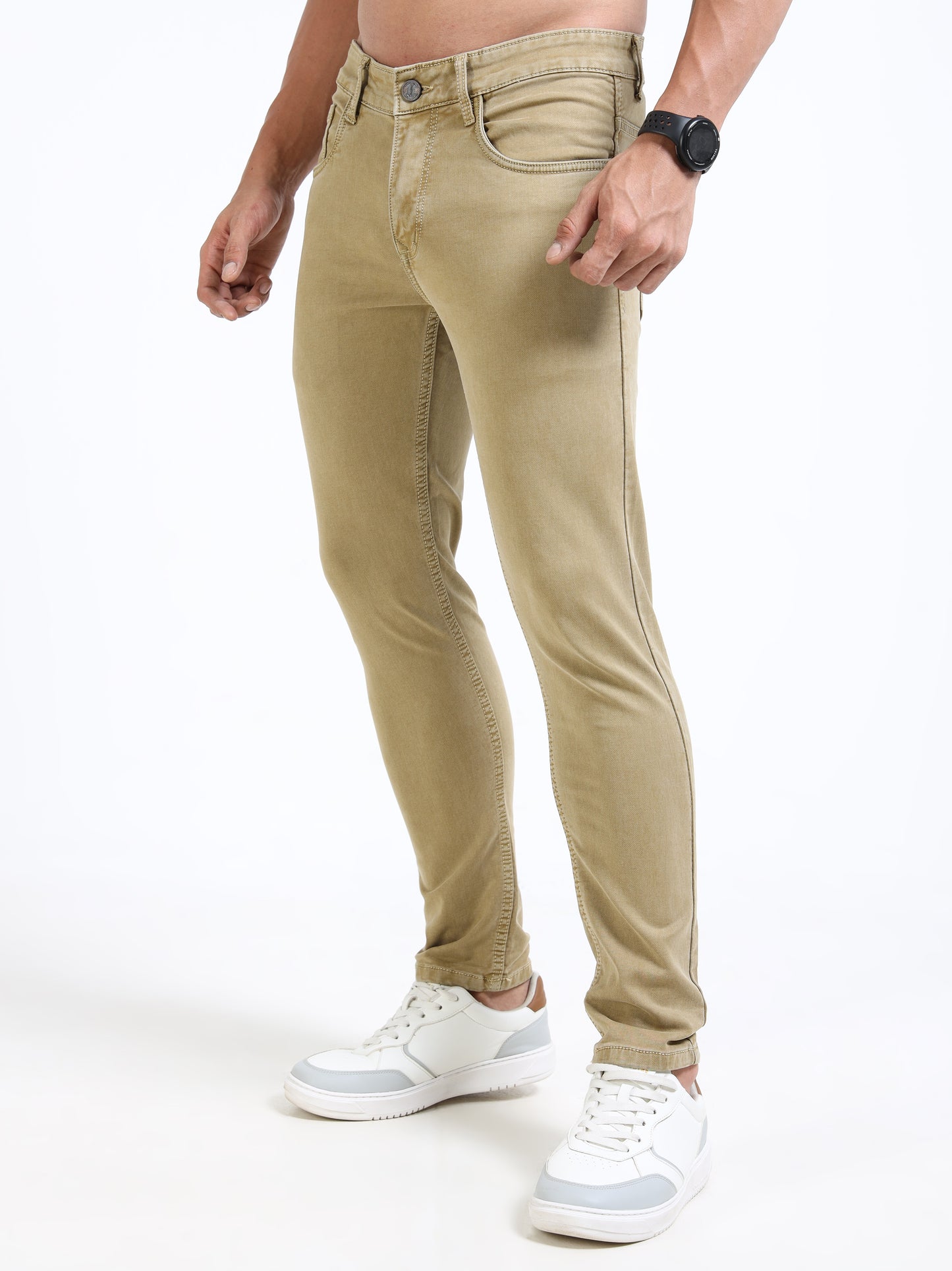 MARKSMITH Men's Slim Fit Stretchable Denim jeans Khaki