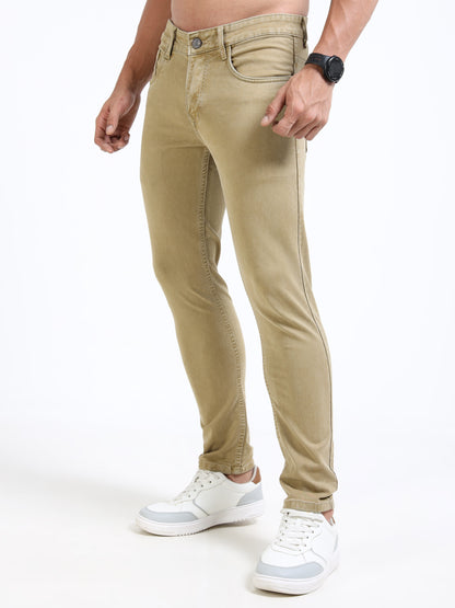 MARKSMITH Men's Slim Fit Stretchable Denim jeans Khaki